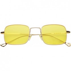 Rimless Retro Metal Frame Sunglasses Colored Lens - Gold-yellow - CX18S8OKHUD $8.96