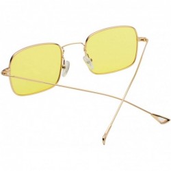 Rimless Retro Metal Frame Sunglasses Colored Lens - Gold-yellow - CX18S8OKHUD $8.96