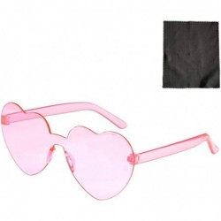 Rimless Heart Shaped Sunglasses + 1 Glasses Cloth Rimless Transparent Colored Glasses PC Frame Resin Lens - E - CP190DXD2YK $...