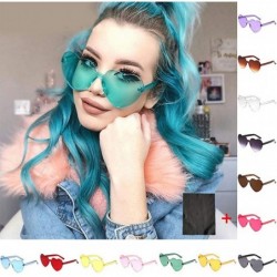 Rimless Heart Shaped Sunglasses + 1 Glasses Cloth Rimless Transparent Colored Glasses PC Frame Resin Lens - E - CP190DXD2YK $...