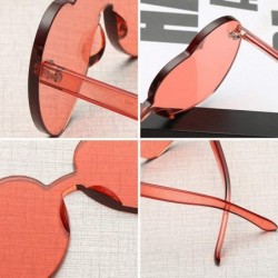 Rimless Heart Shaped Sunglasses + 1 Glasses Cloth Rimless Transparent Colored Glasses PC Frame Resin Lens - E - CP190DXD2YK $...