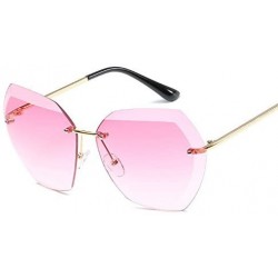 Square Rimless Sunglasses Women Designer Summer Oversized Vintage Shades Sun Glasses For Women Female Lady Sunglass - C018Y6H...