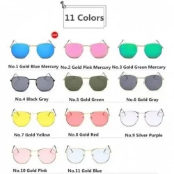 Square Fashion Sunglasses Women Brand Designer Small Frame Polygon Clear Lens Men Vintage Sun Glasses N Metal - Black - CU198...