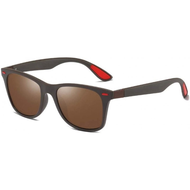 Shield Polarized Sunglasses Classic Plastic Driving - Brown - C9199SCHMSL $25.92