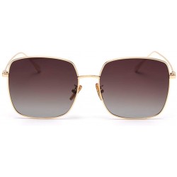 Square Mirror Sunglasses Men Polarized Metal Frame Big Sun Glasses for Women Square - Gold With Brown - CM18W4C6CLG $9.12