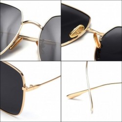 Square Mirror Sunglasses Men Polarized Metal Frame Big Sun Glasses for Women Square - Gold With Brown - CM18W4C6CLG $9.12