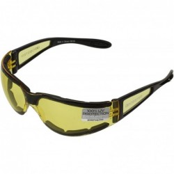 Goggle Shield Sunglasses - Black Frame/Yellow Lens - CX111JT0G0H $23.00
