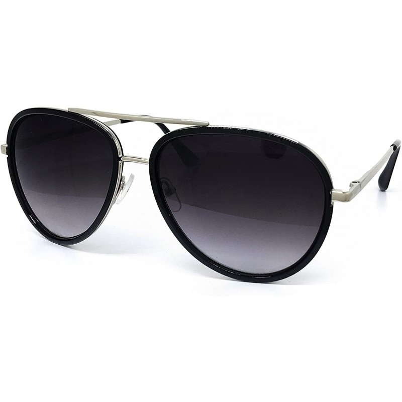 Aviator 66010 Premium Aviator Vintage Hippie Retro Womens Mens Sunglasses - Black Lens - CD182ICZETK $11.95