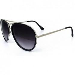 Aviator 66010 Premium Aviator Vintage Hippie Retro Womens Mens Sunglasses - Black Lens - CD182ICZETK $11.95