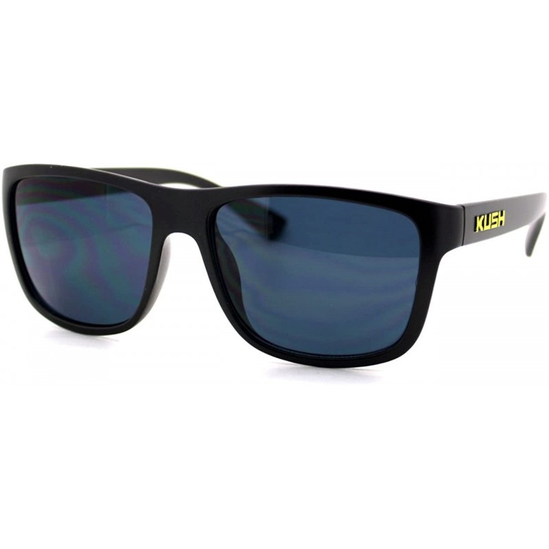 Rectangular KUSH Sunglasses Square Rectangular Black Frame Unisex Dark Lens - Black Yellow - CX1258TQ1WZ $12.90