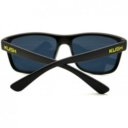 Rectangular KUSH Sunglasses Square Rectangular Black Frame Unisex Dark Lens - Black Yellow - CX1258TQ1WZ $12.90