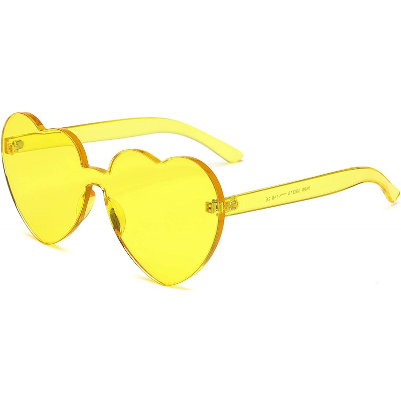 Square Fashion Rimless One Piece Clear Lens Color Candy Sunglasses - Yellow - CB18ERNUQLT $9.86