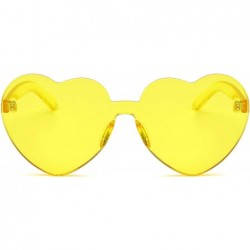 Square Fashion Rimless One Piece Clear Lens Color Candy Sunglasses - Yellow - CB18ERNUQLT $9.86