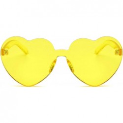 Square Fashion Rimless One Piece Clear Lens Color Candy Sunglasses - Yellow - CB18ERNUQLT $9.86