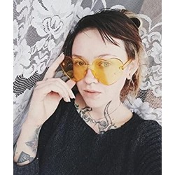 Square Fashion Rimless One Piece Clear Lens Color Candy Sunglasses - Yellow - CB18ERNUQLT $9.86