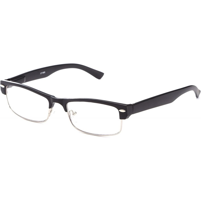 Oversized Unisex Clear Lens Sleek Half Frame Slim Temple Fashion Glasses - 1895 Matte Black - CH11T162GET $11.85