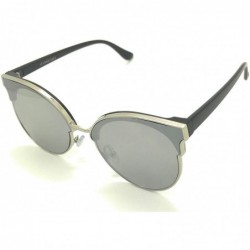 Cat Eye Oversized Sunglasses for Women - Fashion Mirrored Cat Eye Sunglasses with Rimless Design - Silver - C718NSED2RA $7.92