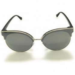 Cat Eye Oversized Sunglasses for Women - Fashion Mirrored Cat Eye Sunglasses with Rimless Design - Silver - C718NSED2RA $7.92