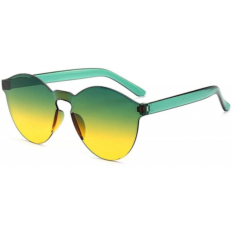 Round Unisex Fashion Candy Colors Round Outdoor Sunglasses Sunglasses - Green Yellow - C1199I334QT $17.51