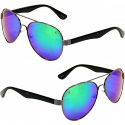 Aviator New Mirrored Lens Aviator Classic Sunglasses by Khan SS2010 - Pewter - CD11KH2QB65 $10.03