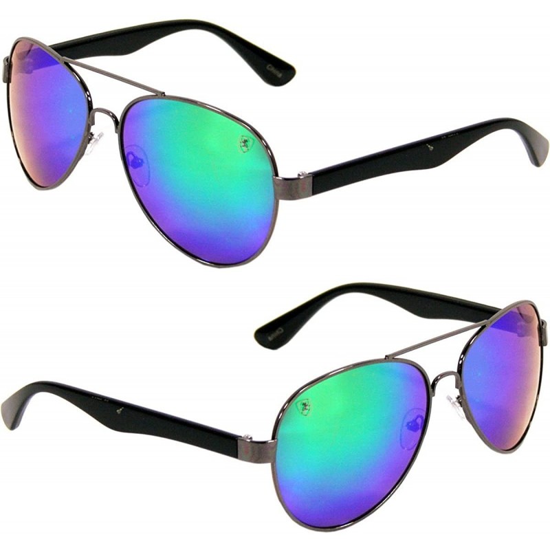 Aviator New Mirrored Lens Aviator Classic Sunglasses by Khan SS2010 - Pewter - CD11KH2QB65 $10.03