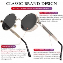 Round Round Steampunk Sunglasses for Men Women Gothic Glasses John Lennon Style Metal Frame 100% UV Blocking Lens - CY19DIG0K...