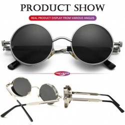 Round Round Steampunk Sunglasses for Men Women Gothic Glasses John Lennon Style Metal Frame 100% UV Blocking Lens - CY19DIG0K...