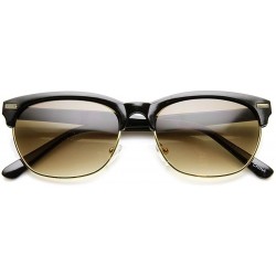Oval Retro Fashion Dapper Oval Horn Rimmed Half Frame Sunglasses - Black-gold Lavender - CO11V1ZQE0Z $20.79