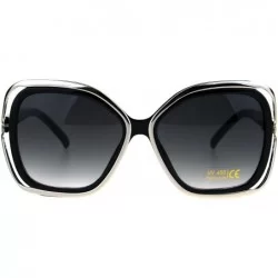 Butterfly Womens Double Rim Frame Butterfly Diva Designer Fashion Sunglasses - Black Silver Smoke - CG185GIWMG3 $22.90