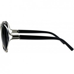 Butterfly Womens Double Rim Frame Butterfly Diva Designer Fashion Sunglasses - Black Silver Smoke - CG185GIWMG3 $13.74