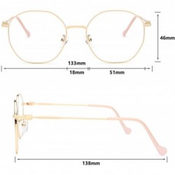 Aviator Computer Blue Light Blocking Glasses for Women Men-Retro Metal Lightweight Eyeglasses Anti Glare UV Lens - GY1908 - C...