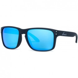 Wrap italy made classic sunglasses corning real glass lens w. polarized option - Black Rubber / Blue Flash - CC12O8UEF54 $35.61
