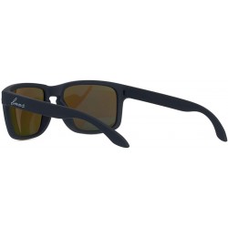 Wrap italy made classic sunglasses corning real glass lens w. polarized option - Black Rubber / Blue Flash - CC12O8UEF54 $56.83