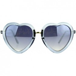 Oval Womens Heart Shaped Sunglasses Translucent Color Frame Lite Mirrored - Blue - CW18EE7NEX3 $20.53