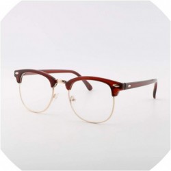 Oversized UV400 Sunglasses WoLuxury Vintage Semi Rimless Brand Designer Mirror Shades - Brown Gold Clear - CP18W7IG8L6 $23.52