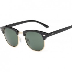 Oversized UV400 Sunglasses WoLuxury Vintage Semi Rimless Brand Designer Mirror Shades - Brown Gold Clear - CP18W7IG8L6 $23.52