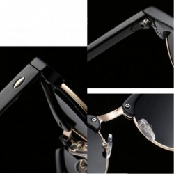 Oversized UV400 Sunglasses WoLuxury Vintage Semi Rimless Brand Designer Mirror Shades - Brown Gold Clear - CP18W7IG8L6 $23.52