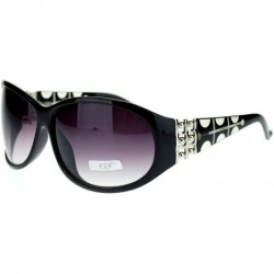 Oval Womens Diva Metal Bead Jewel Hinge Round Butterfly Designer Sunglasses - Black - CI11NSKWDSX $23.27
