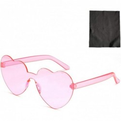 Rimless Women's Sunglasses Heart Shaped Rimless Sunglasses Transparent Candy Color Frameless Glasses Party Sunglasses - E - C...