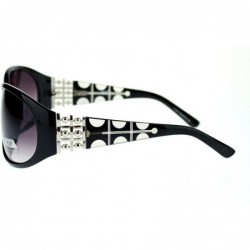 Oval Womens Diva Metal Bead Jewel Hinge Round Butterfly Designer Sunglasses - Black - CI11NSKWDSX $11.00