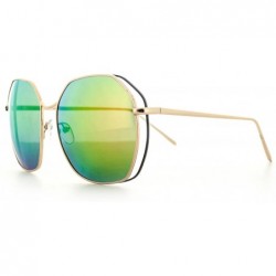 Shield Double Wired Geo Frame Aviator Sunglasses UV400 - Yellow - CU12E3FU8L5 $19.40