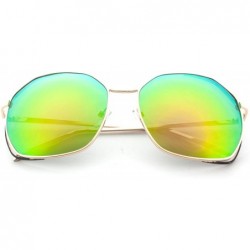 Shield Double Wired Geo Frame Aviator Sunglasses UV400 - Yellow - CU12E3FU8L5 $8.94