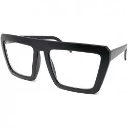 Aviator Nerd Glasses Classic Fashion Frame Clear Lens Square Round Rectangle - Black Matte Flat Top- Clear - C818X697N5C $11.19