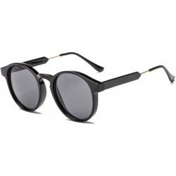 Oval Round Sunglasses Men Women Unisex Retro Vintage Design Small Sun Glasses Driving Sunglass Ladies Shades - Black - CM198A...