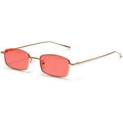 Rectangular Tiny Sunglasses Men Retro Small Rectangle Sun Glasses Women Summer 2018 UV400 - Red - CT18E5DUERG $9.21