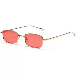 Rectangular Tiny Sunglasses Men Retro Small Rectangle Sun Glasses Women Summer 2018 UV400 - Red - CT18E5DUERG $9.21