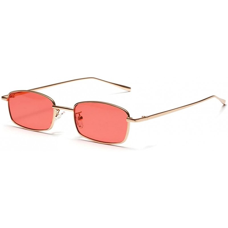 Rectangular Tiny Sunglasses Men Retro Small Rectangle Sun Glasses Women Summer 2018 UV400 - Red - CT18E5DUERG $9.21