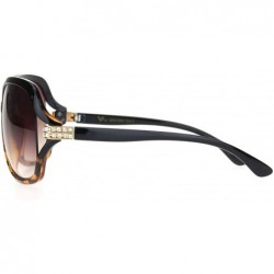 Butterfly Womens Iced Rhinestone Jewel Hinge Butterfly Sunglasses - Black Tortoise - CX18NWRRX05 $15.68