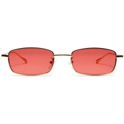 Rectangular Tiny Sunglasses Men Retro Small Rectangle Sun Glasses Women Summer 2018 UV400 - Red - CT18E5DUERG $9.21