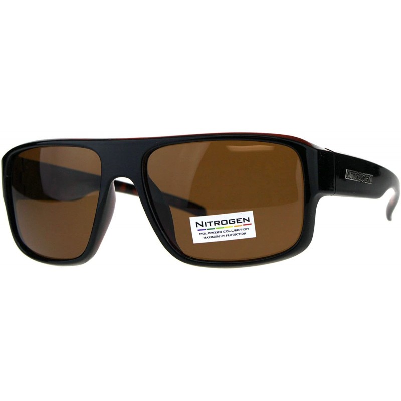Square Nitrogen Polarized Lens Sunglasses Mens Square Fashion Shades - Black Brown (Brown) - CZ18E3K003A $10.50